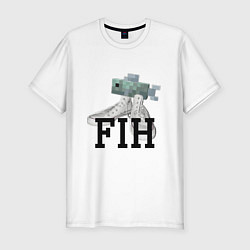 Футболка slim-fit Minecraft Fih Meme, цвет: белый
