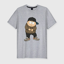 Мужская slim-футболка Эрик Картман одет как подросток