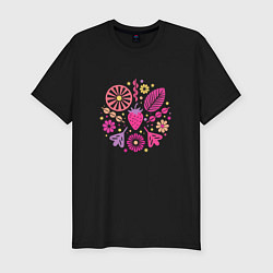 Футболка slim-fit Ягоды абстракция, цвет: черный