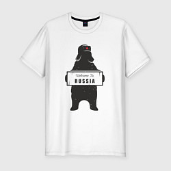 Футболка slim-fit Россия добро пожаловать, цвет: белый