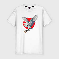 Мужская slim-футболка Цапля на закате