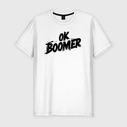 Футболка slim-fit Ок бумер граффити стиль, цвет: белый
