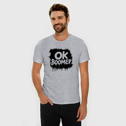 Футболка slim-fit Ok boomer эффект подтёков, цвет: меланж — фото 2