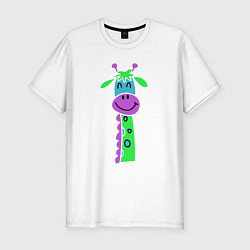 Футболка slim-fit Разноцветный жираф, цвет: белый