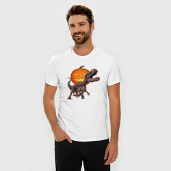 Футболка slim-fit Лампа Джека и скелет динозавра, цвет: белый — фото 2