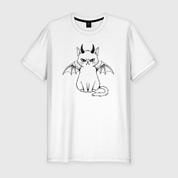 Футболка slim-fit Демонический белый кот, цвет: белый