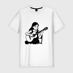 Футболка slim-fit Классическая гитаристка аниме, цвет: белый