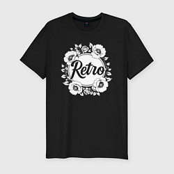 Футболка slim-fit Цветочное ретро, цвет: черный