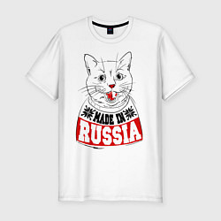 Футболка slim-fit Made in Russia: киса, цвет: белый