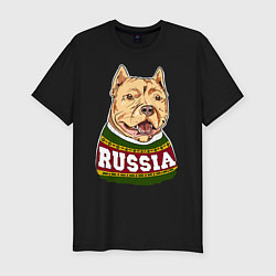 Футболка slim-fit Made in Russia: собака, цвет: черный
