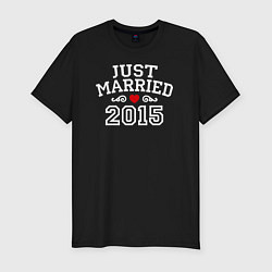Мужская slim-футболка Just Married 2015 Молодожены