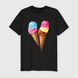 Футболка slim-fit Мороженое, цвет: черный