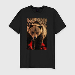 Мужская slim-футболка Могучий русский медведь