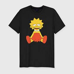 Футболка slim-fit Lisa Simpson happy, цвет: черный