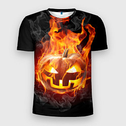 Мужская спорт-футболка Огненная стихия хэллоуин