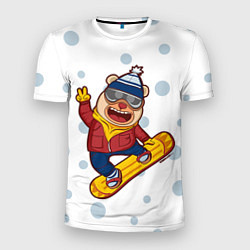 Мужская спорт-футболка Мишка сноубордист