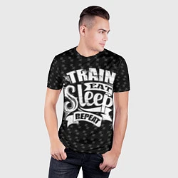 Футболка спортивная мужская Train Eat Sleep Repeat, цвет: 3D-принт — фото 2