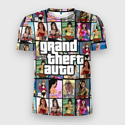 Футболка спортивная мужская GTA - все девушки персонажи, цвет: 3D-принт