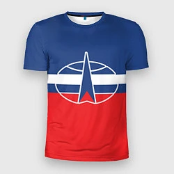 Футболка спортивная мужская Флаг космический войск РФ, цвет: 3D-принт