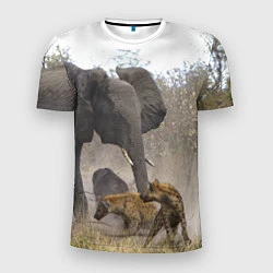 Мужская спорт-футболка Гиены охотятся на слона