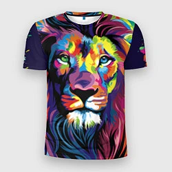 Футболка спортивная мужская Красочный лев, цвет: 3D-принт