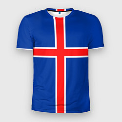 Футболка спортивная мужская Флаг Исландии, цвет: 3D-принт