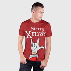 Футболка спортивная мужская Merry Xmas - Santas hand, цвет: 3D-принт — фото 2