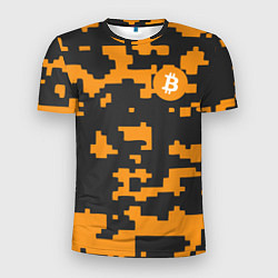 Футболка спортивная мужская Bitcoin: Orange Camo, цвет: 3D-принт