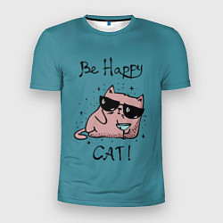 Мужская спорт-футболка Be Happy Cat