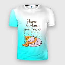 Мужская спорт-футболка Home is where your cat is