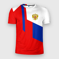 Мужская спорт-футболка Russia: Geometry Tricolor