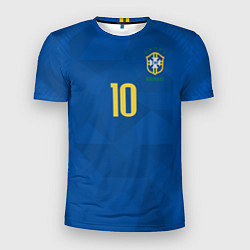 Футболка спортивная мужская Сборная Бразилии: Неймар ЧМ-2018 гостевая, цвет: 3D-принт
