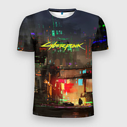 Мужская спорт-футболка Cyberpunk 2077: Night City