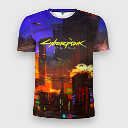 Мужская спорт-футболка Cyberpunk 2077: Night City