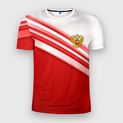 Футболка спортивная мужская Россия: красная волна, цвет: 3D-принт