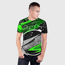 Футболка спортивная мужская Black and green corners, цвет: 3D-принт — фото 2