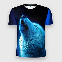 Мужская спорт-футболка Волк воет на луну