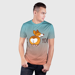 Футболка спортивная мужская I love you смешной корги, цвет: 3D-принт — фото 2