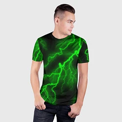 Футболка спортивная мужская МОЛНИЯ GREEN NEON, цвет: 3D-принт — фото 2