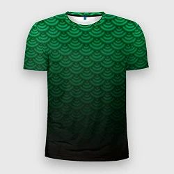 Футболка спортивная мужская Узор зеленая чешуя дракон, цвет: 3D-принт