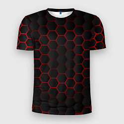 Футболка спортивная мужская 3D black & red, цвет: 3D-принт