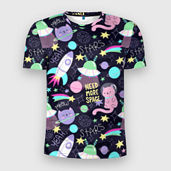 Мужская спорт-футболка Коты-космонавты