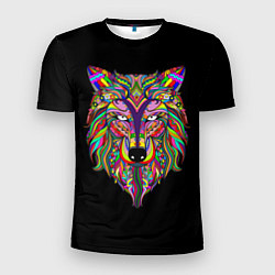 Мужская спорт-футболка Разноцветный Волк
