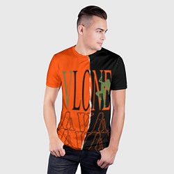 Футболка спортивная мужская V lone orange dark logo, цвет: 3D-принт — фото 2