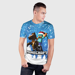 Футболка спортивная мужская Новогодний Манкрафт на коне, цвет: 3D-принт — фото 2