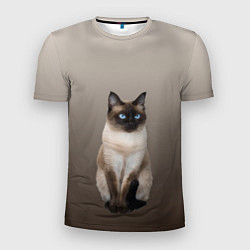 Мужская спорт-футболка Сиамский кот голубые глаза