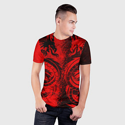 Футболка спортивная мужская BLACK RED DRAGONS TATOO, цвет: 3D-принт — фото 2