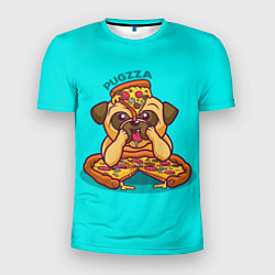 Мужская спорт-футболка Мопс с пиццей