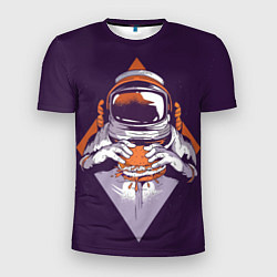 Мужская спорт-футболка Космонавт ест бургер