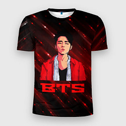 Футболка спортивная мужская BTS Red and black, цвет: 3D-принт